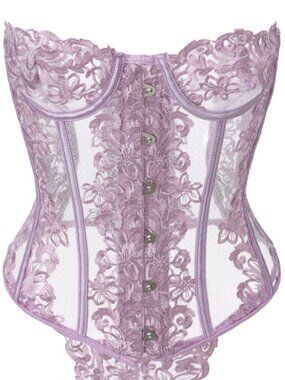 DOLLS KILL SUGAR THRILLZ Palace Bedchamber Corset Bustier Top Lavender Purple XL